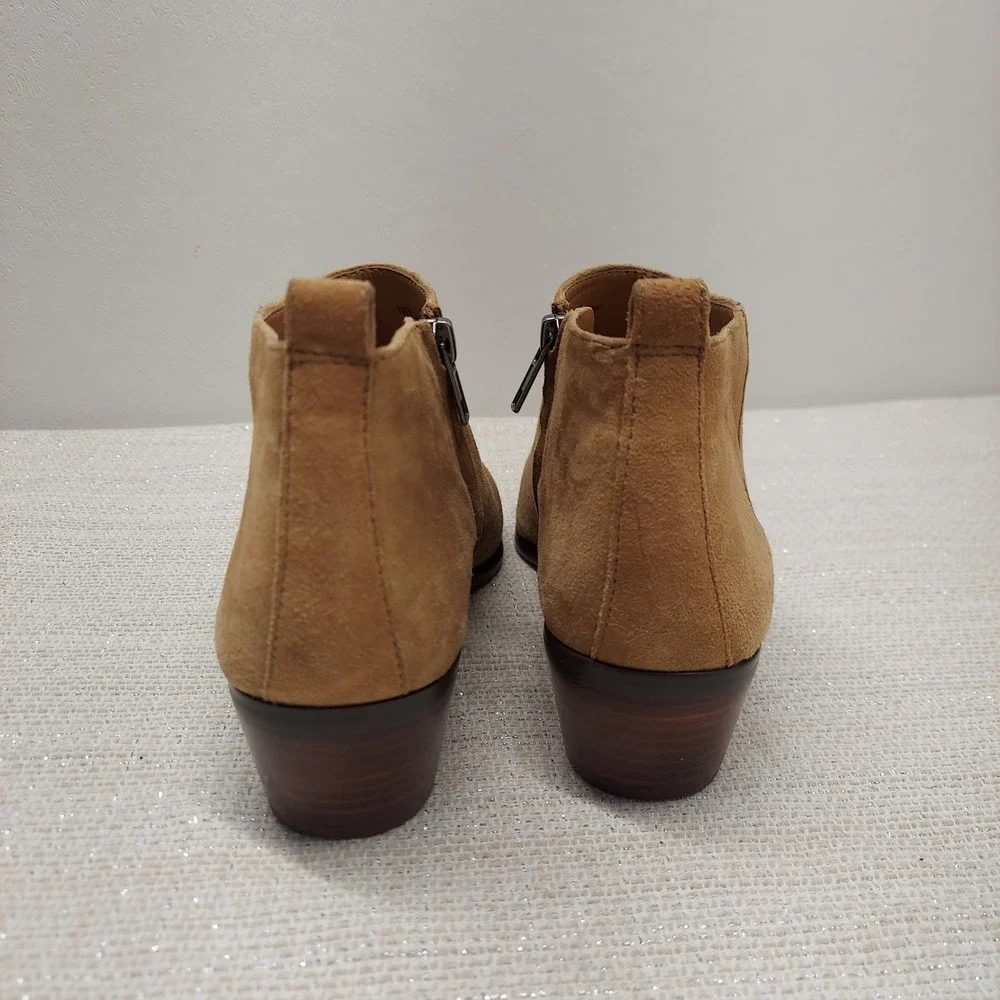 J.Crew Sadie Ankle Boots Tan Suede Side Zip Block Heel C9868 Womens 7.5
